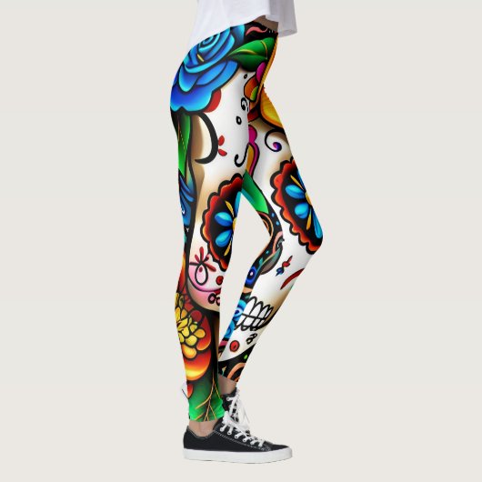 Ontwerp van de suikerschedel leggings (Rechts)