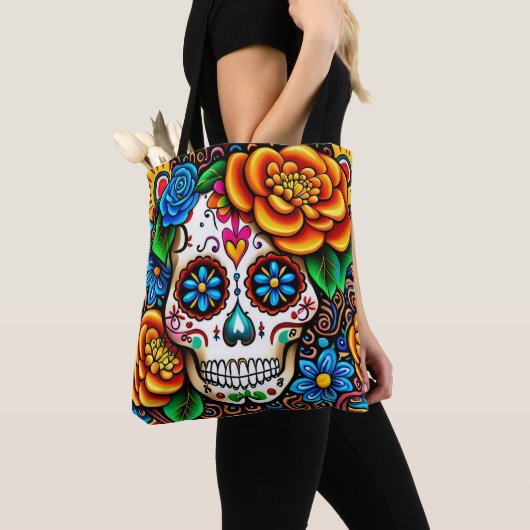 Ontwerp van de suikerschedel tote bag (Dichtbij)