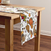 Ontwerp van de Thanksgiving met pompoenen, kalkoen Korte Tafelloper (Voorbeeld)