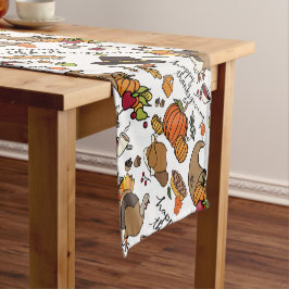 Ontwerp van de Thanksgiving met pompoenen, kalkoen Korte Tafelloper