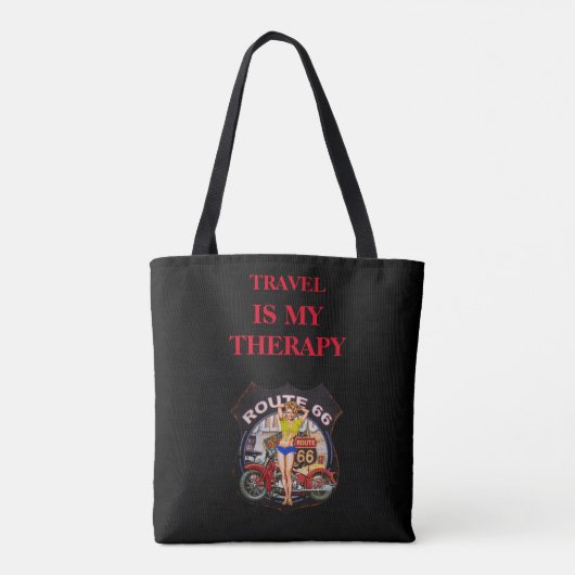 Ontwerp van de TRAVEL-therapie Tote Bag (Achterkant)