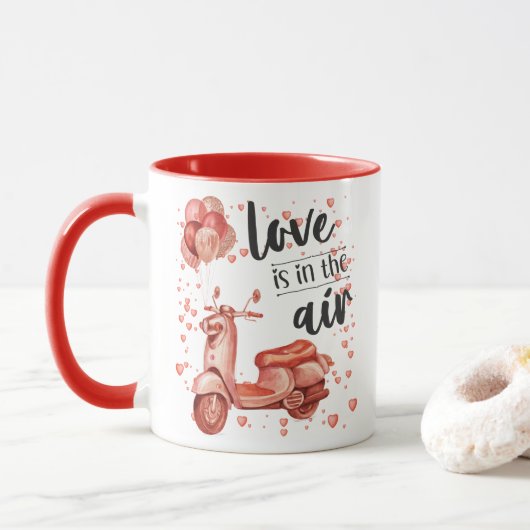 Ontwerp van de valentijn: mok van scooter en ballo (Met donut)