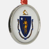 Ontwerp van de vlag van Massachusetts Metalen Ornament (Rechts)