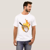 Ontwerp van de vlammende Tennis Racket Pocket T-shirt (Voorkant volledig)
