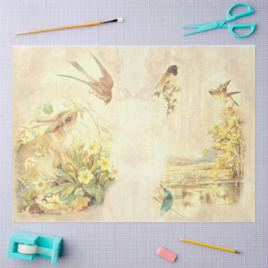 Ontwerp van de  vogelreeks 8 tissuepapier (Craft)