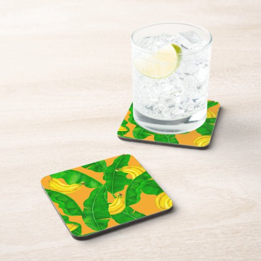Ontwerp van de waterverf van bananen en bladeren bier onderzetter (Rechterzijde)
