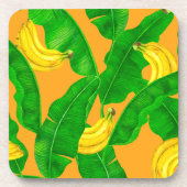 Ontwerp van de waterverf van bananen en bladeren bier onderzetter (Voorkant)