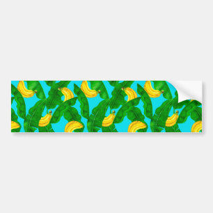 Ontwerp van de waterverf van bananen en bladeren bumpersticker