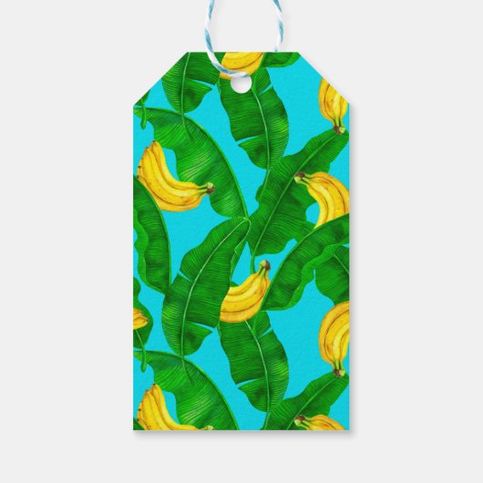 Ontwerp van de waterverf van bananen en bladeren cadeaulabel (Achterkant)