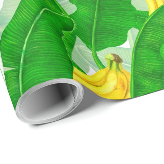 Ontwerp van de waterverf van bananen en bladeren cadeaupapier (Rol Hoek)