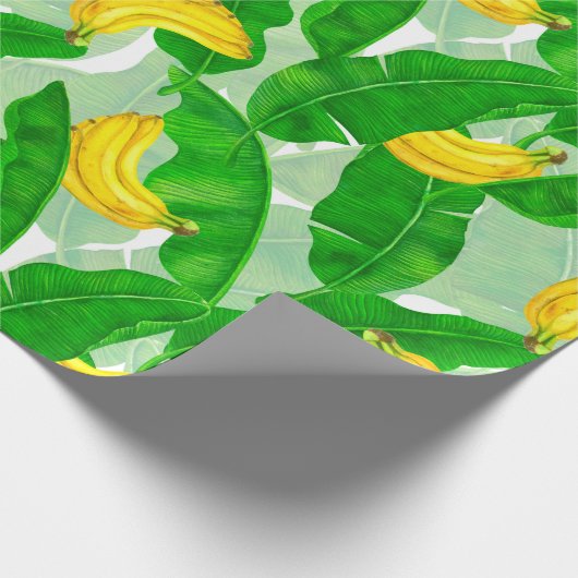 Ontwerp van de waterverf van bananen en bladeren cadeaupapier (Hoek)