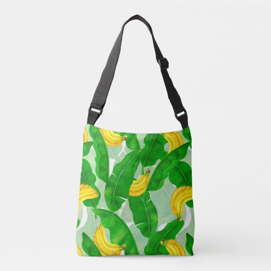 Ontwerp van de waterverf van bananen en bladeren crossbody tas (Voorkant)