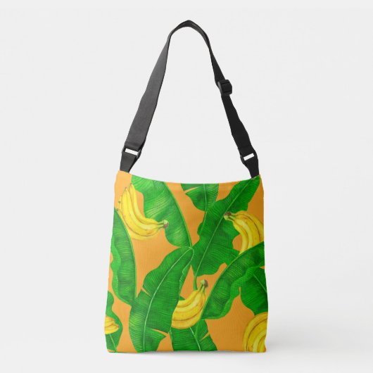 Ontwerp van de waterverf van bananen en bladeren crossbody tas (Voorkant)