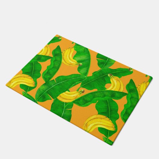 Ontwerp van de waterverf van bananen en bladeren deurmat (Schuin)