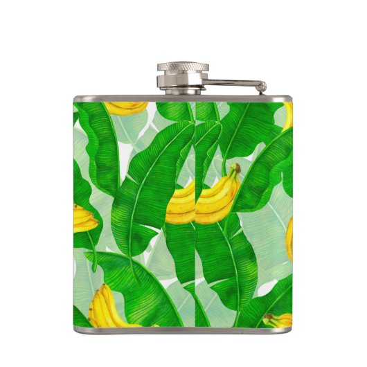 Ontwerp van de waterverf van bananen en bladeren heupfles (Achterkant)