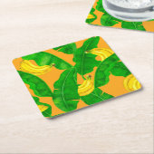 Ontwerp van de waterverf van bananen en bladeren kartonnen onderzetters (Schuin)