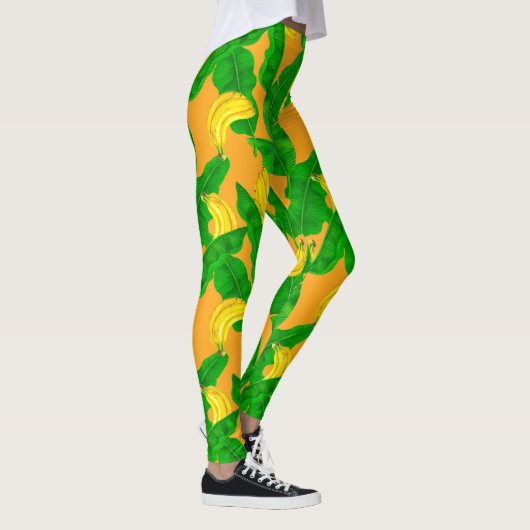Ontwerp van de waterverf van bananen en bladeren leggings (Rechts)