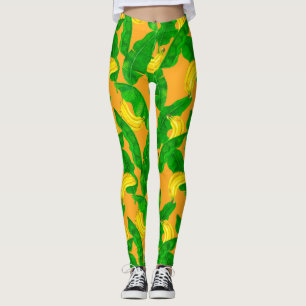 Ontwerp van de waterverf van bananen en bladeren leggings