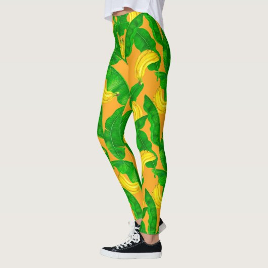 Ontwerp van de waterverf van bananen en bladeren leggings (Links)
