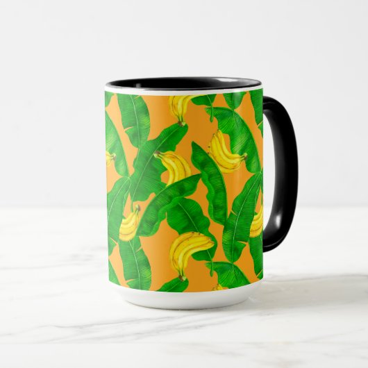 Ontwerp van de waterverf van bananen en bladeren mok (Voorkant rechts)
