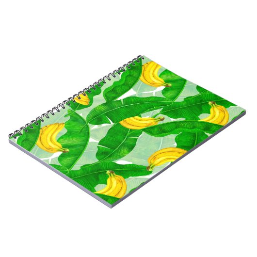 Ontwerp van de waterverf van bananen en bladeren notitieboek (Linkerzijde)