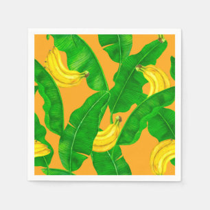 Ontwerp van de waterverf van bananen en bladeren servet