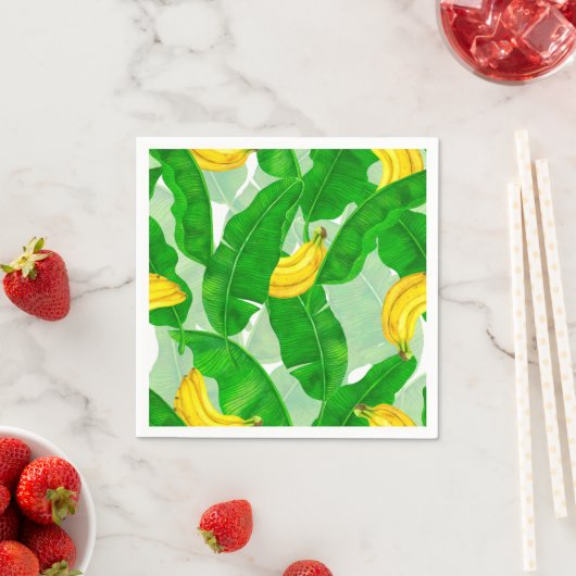 Ontwerp van de waterverf van bananen en bladeren servet (Insitu)