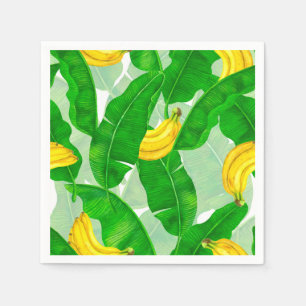 Ontwerp van de waterverf van bananen en bladeren servet