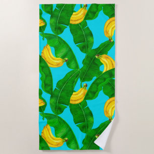 Ontwerp van de waterverf van bananen en bladeren strandlaken
