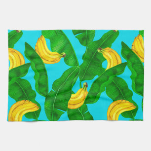 Ontwerp van de waterverf van bananen en bladeren theedoek