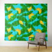 Ontwerp van de waterverf van bananen en bladeren wandkleed (In Situ (horizontaal))