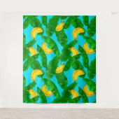 Ontwerp van de waterverf van bananen en bladeren wandkleed (Voorkant)