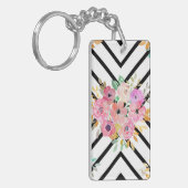 ontwerp van de waterverf van de florale en geometr sleutelhanger (Voorkant Links)