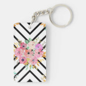 ontwerp van de waterverf van de florale en geometr sleutelhanger (achterkant)