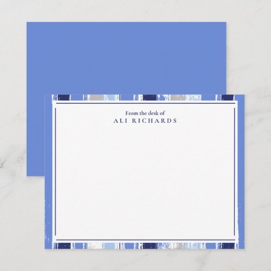 Ontwerp van de Waterverf van de geborstelde blauw  Bedankkaart (Voorkant / Achterkant)