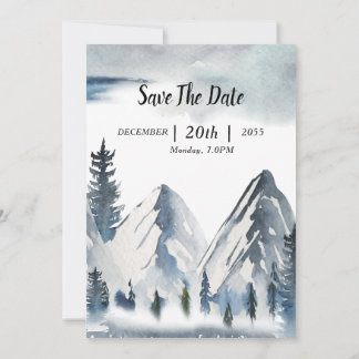 Ontwerp van de waterverf van de wintertrouwuitnodi kaart