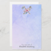 Ontwerp van de Waterverf van Tomahawk Feathers en  Briefpapier (Voorkant / Achterkant)