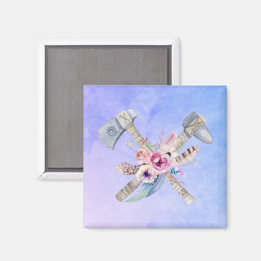 Ontwerp van de Waterverf van Tomahawk Feathers en Magneet (Voorkant / Achterkant)