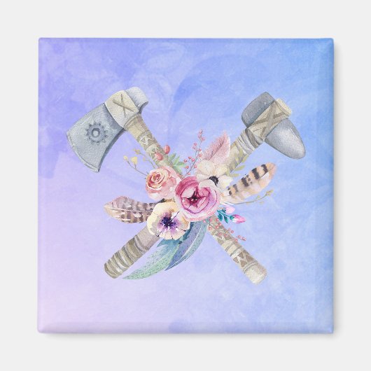 Ontwerp van de Waterverf van Tomahawk Feathers en Magneet (Voorkant)