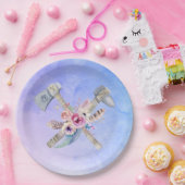 Ontwerp van de Waterverf van Tomahawk Feathers en Papieren Bordje (Feest)