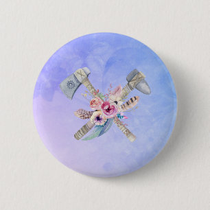 Ontwerp van de Waterverf van Tomahawk Feathers en  Ronde Button 5,7 Cm