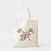 Ontwerp van de Waterverf van Tomahawk Feathers en  Tote Bag (Voorkant)