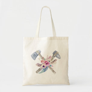 Ontwerp van de Waterverf van Tomahawk Feathers en  Tote Bag