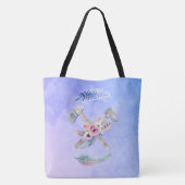 Ontwerp van de Waterverf van Tomahawk Feathers en Tote Bag (Achterkant)