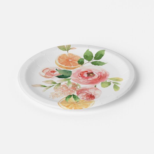 Ontwerp van de Waterverf van verse vruchten en blo Papieren Bordje (Gekanteld)