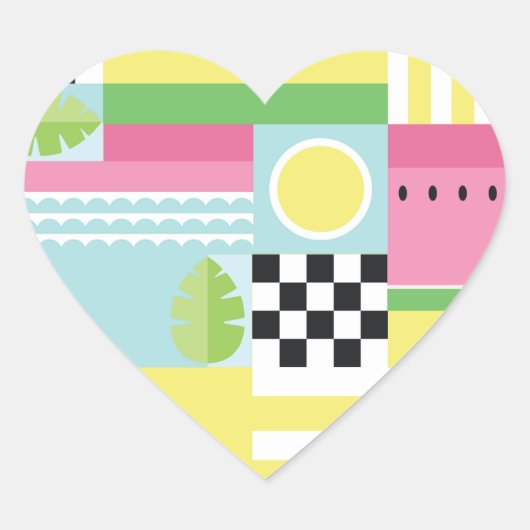 Ontwerp van de zomervrucht, kleurrijk mozaïek hart sticker (Voorkant)