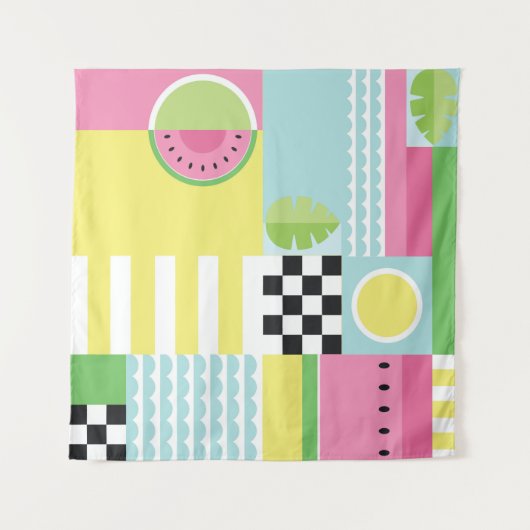 Ontwerp van de zomervrucht, kleurrijk mozaïek wandkleed (Voorkant (horizontaal))