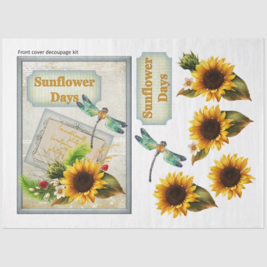 Ontwerp van de Zonnebloem- en Dragonfly-reeks 9 Tissuepapier (Voorkant)