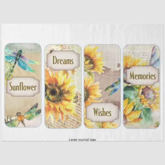 Ontwerp van de Zonnebloem- en Dragonfly-serie 7 Tissuepapier (Voorkant)