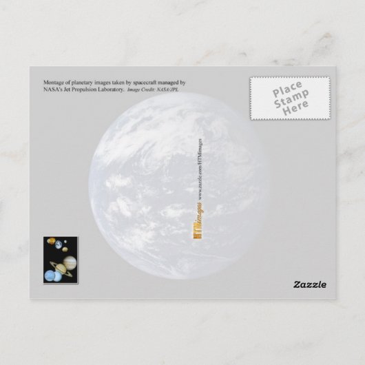 Ontwerp van de Zonnesysteemstempel Briefkaart (Achterkant)